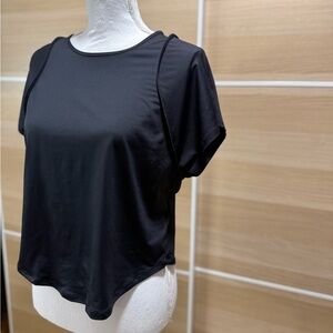 Old Navy Black Flowform Open Back Top